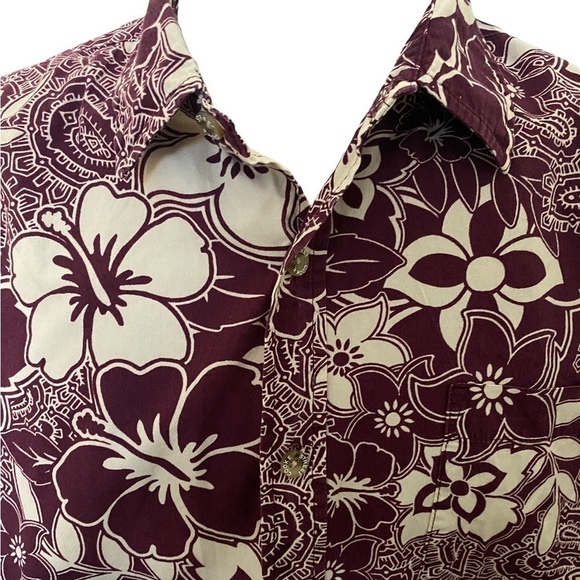 COOKE STREET Honolulu Maroon Floral Tropical Aloha Hawaiian Shirt Men M Medium - Picture 2 of 5